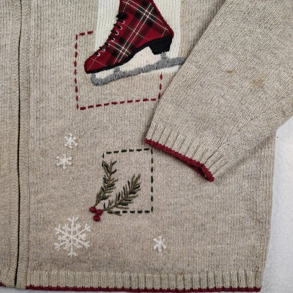 VTG Croft & Barrow Sweater Womens 2X Wool Blend Christmas Ice Skates - Picture 4 of 9